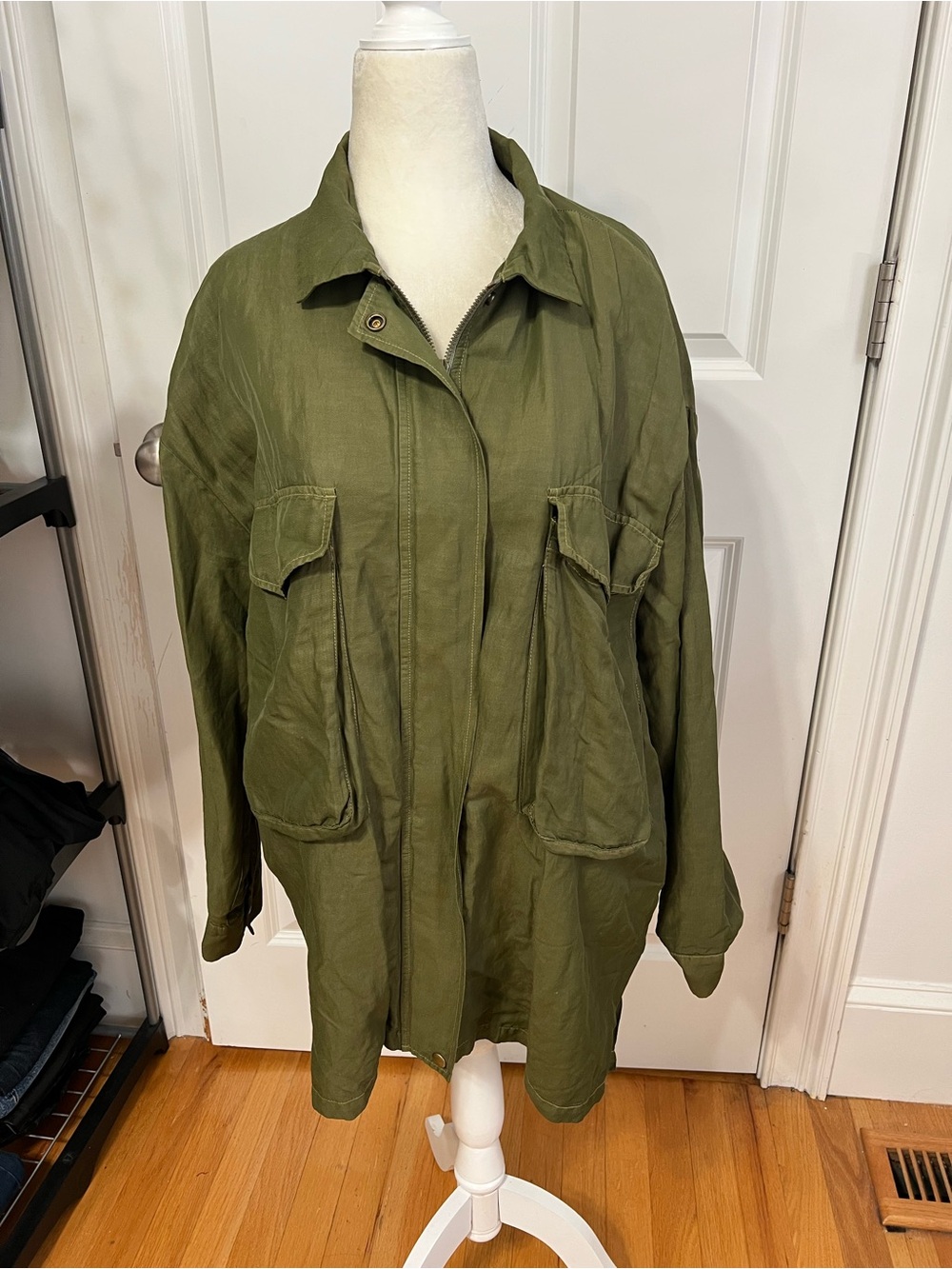 Olive Green Utility Jacket - Women's Lightweight Field Coat